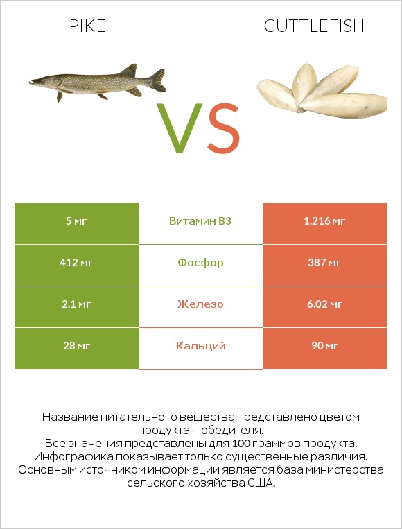 Pike vs Cuttlefish infographic