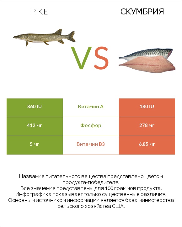 Pike vs Скумбрия infographic