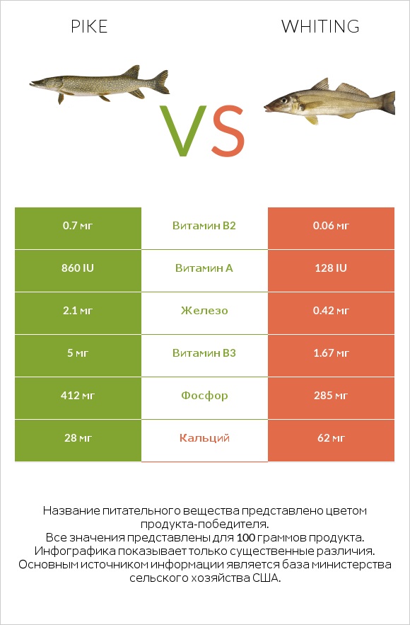 Pike vs Whiting infographic