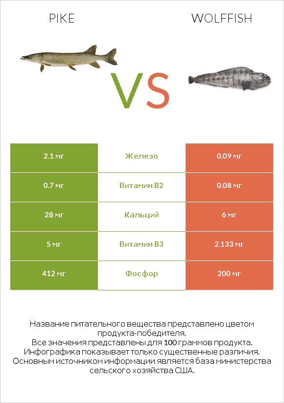 Pike vs Wolffish infographic