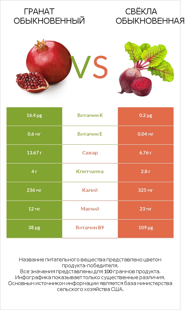 Гранат обыкновенный vs Свёкла обыкновенная infographic