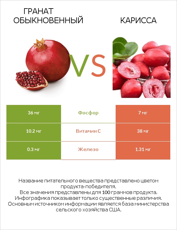 Гранат обыкновенный vs Карисса infographic