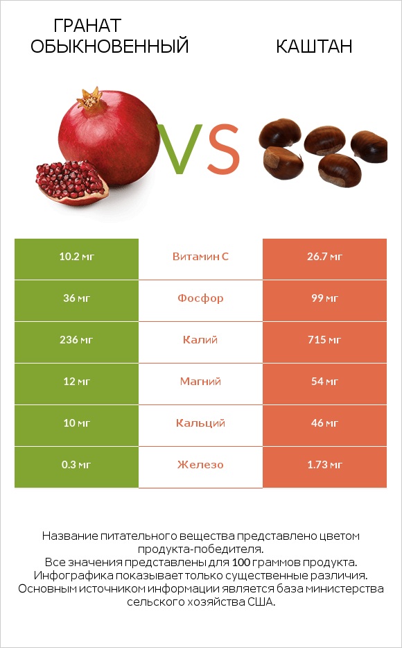 Гранат обыкновенный vs Каштан infographic