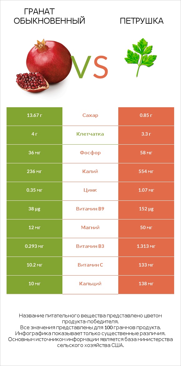 Гранат обыкновенный vs Петрушка infographic