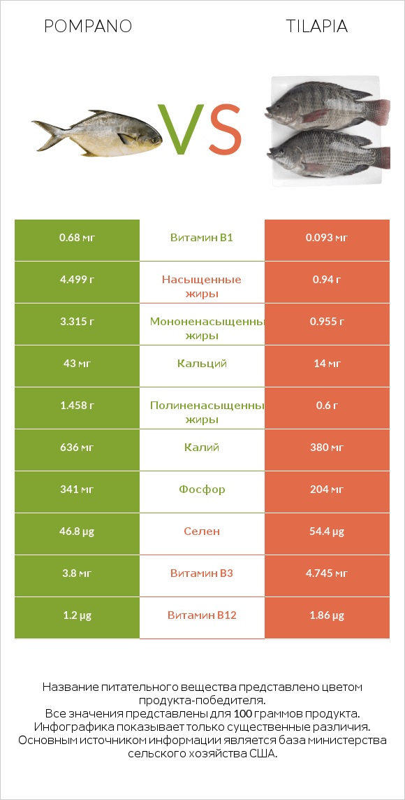 Pompano vs Tilapia infographic