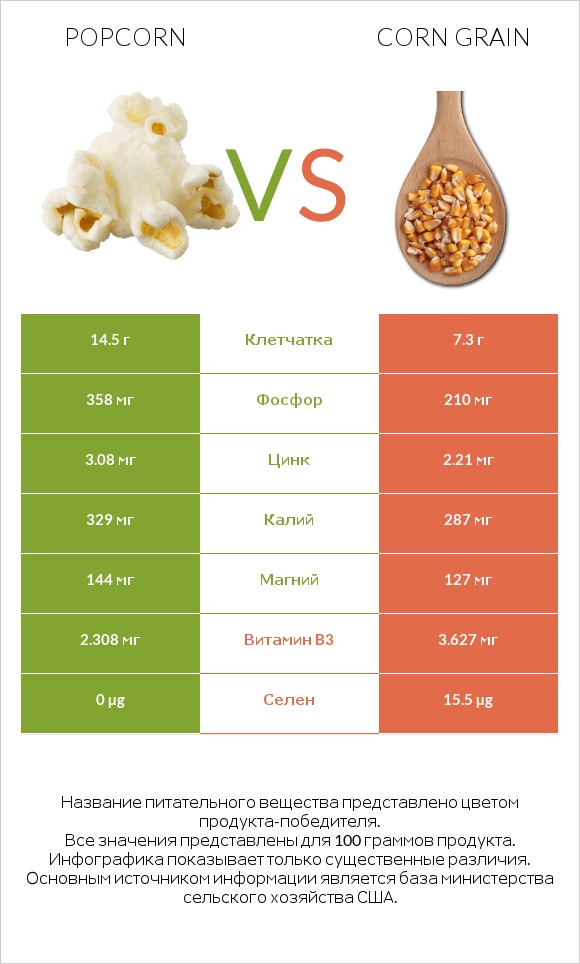 Popcorn vs Corn grain infographic