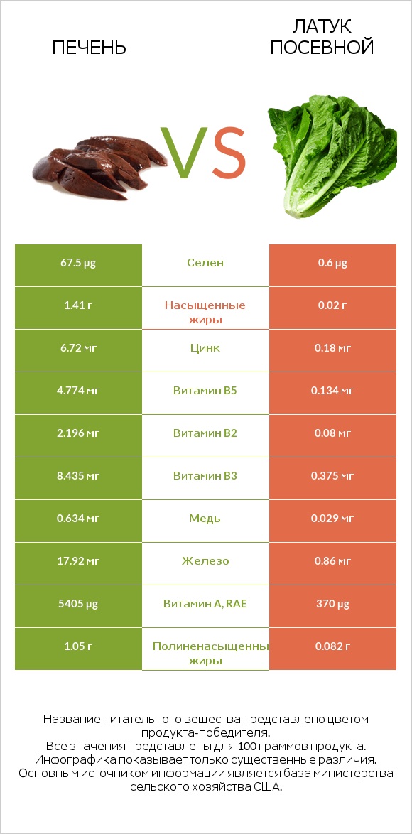 Печень vs Латук посевной infographic