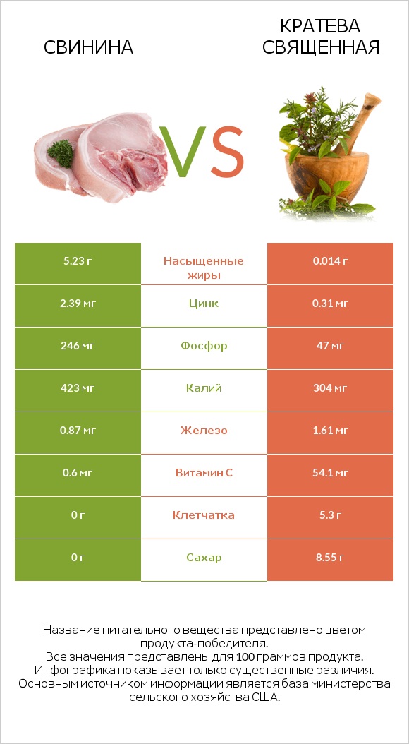 Свинина vs Кратева священная infographic