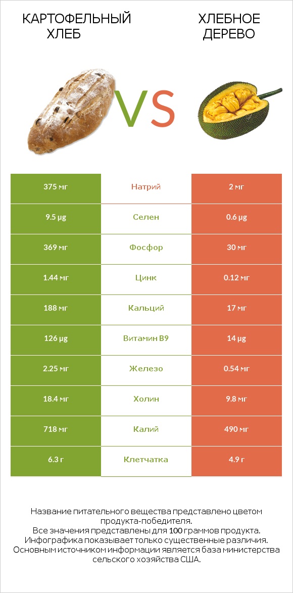Картофельный хлеб vs Хлебное дерево infographic