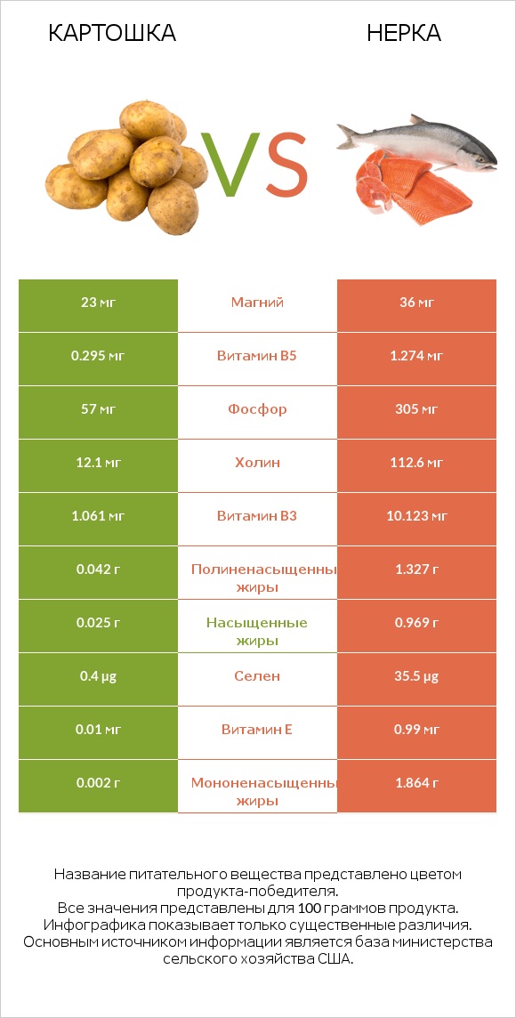 Картошка vs Нерка infographic
