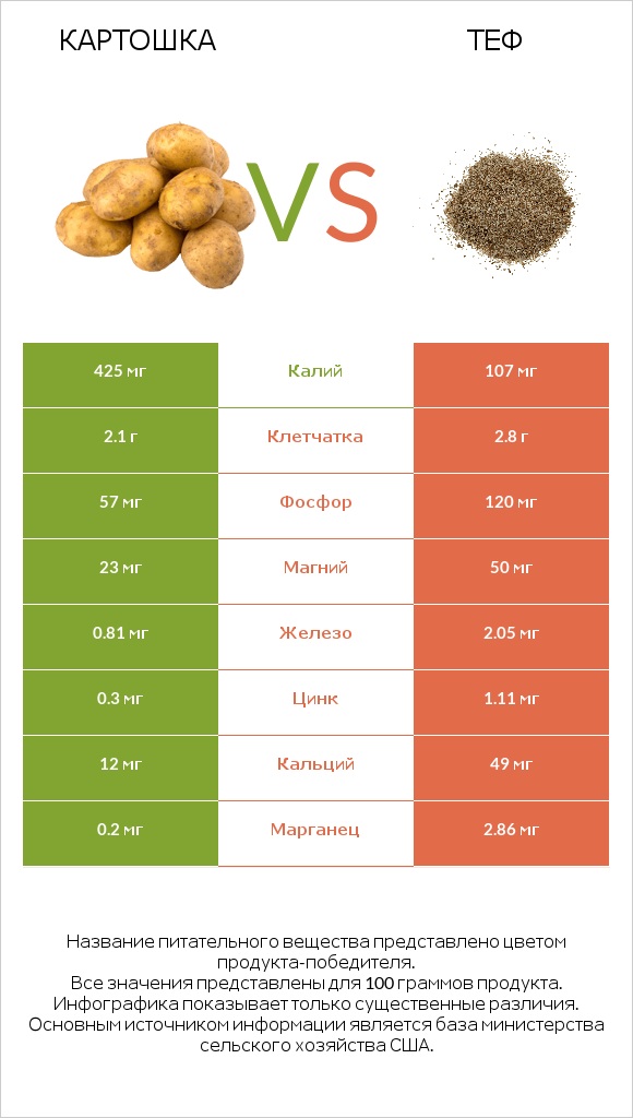 Картошка vs Теф infographic
