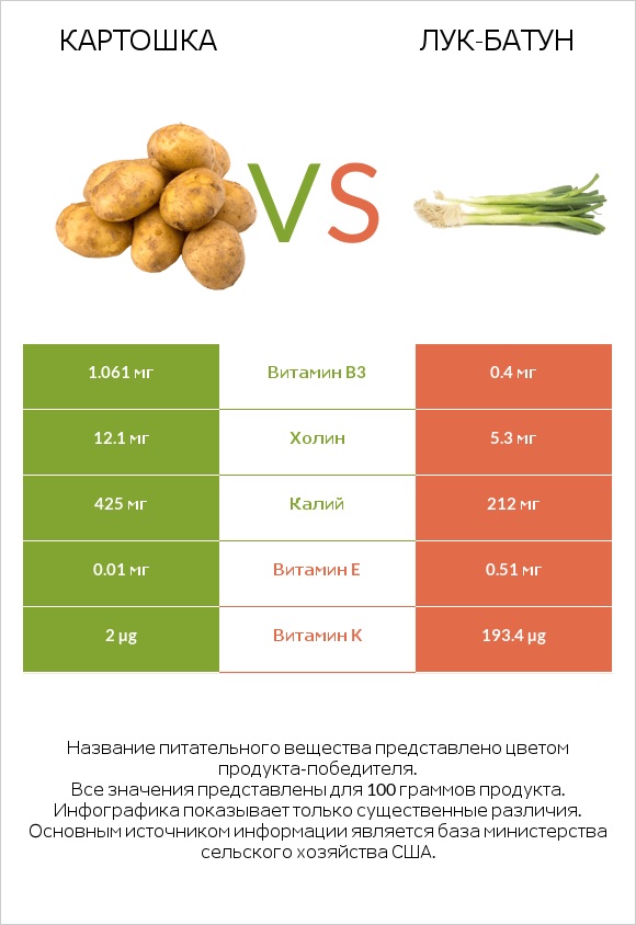 Картошка vs Лук-батун infographic