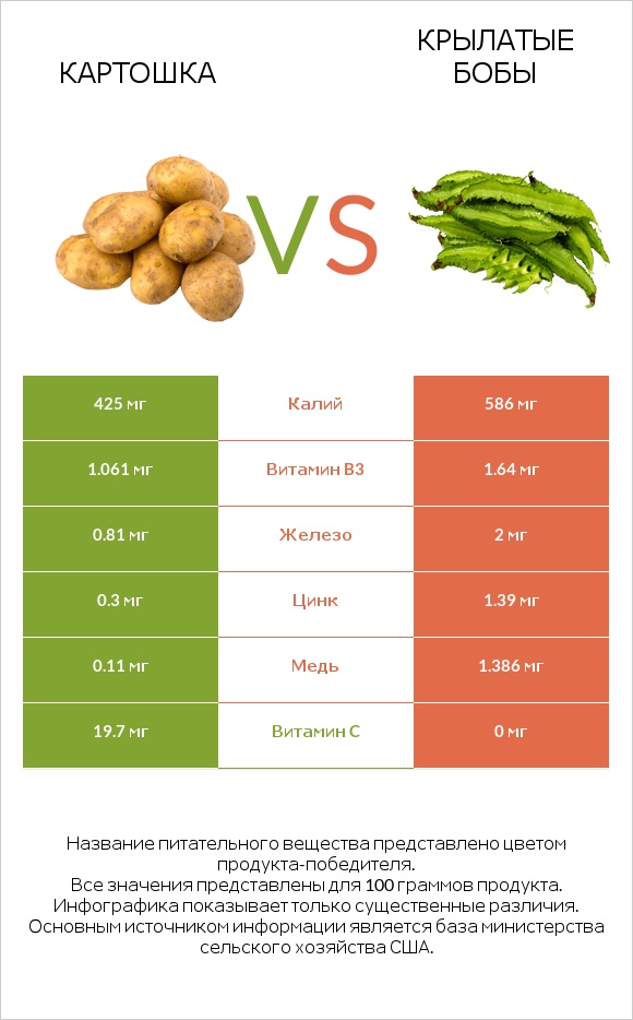 Картошка vs Крылатые бобы infographic