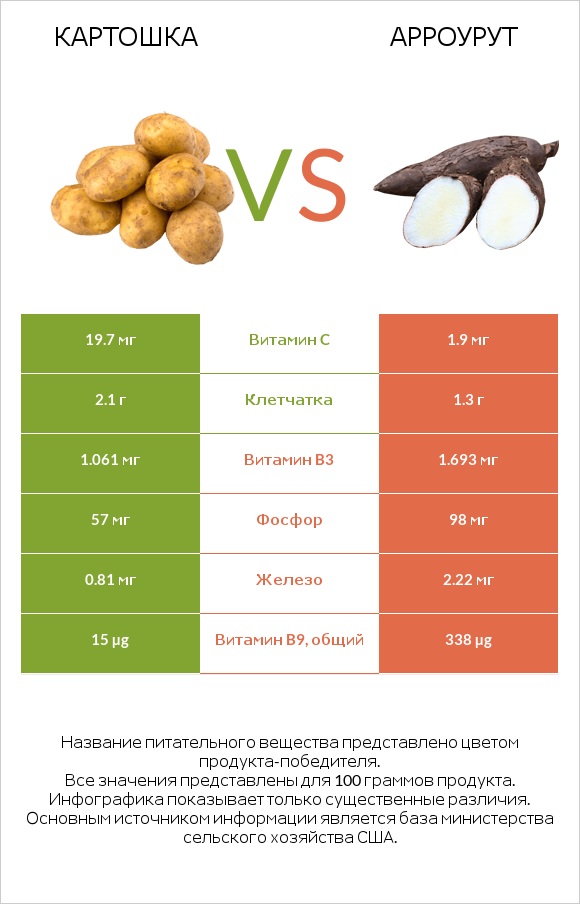 Картошка vs Арроурут infographic