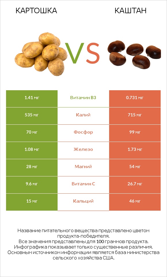 Картошка vs Каштан infographic