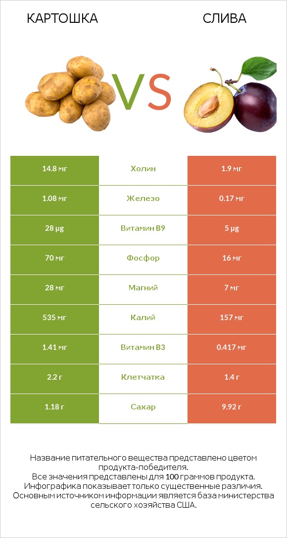 Картошка vs Слива infographic