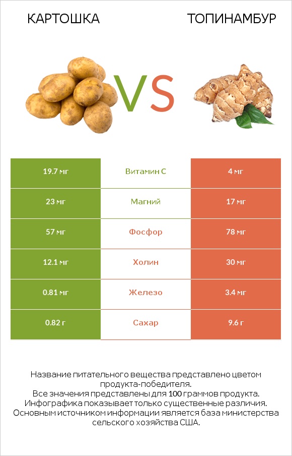 Картошка vs Топинамбур infographic
