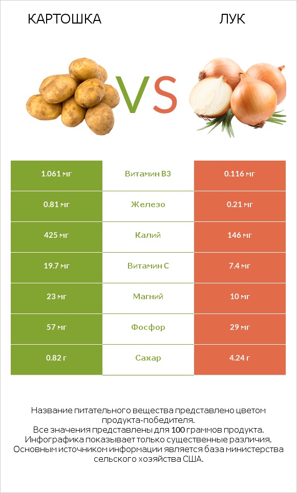 Картошка vs Лук infographic