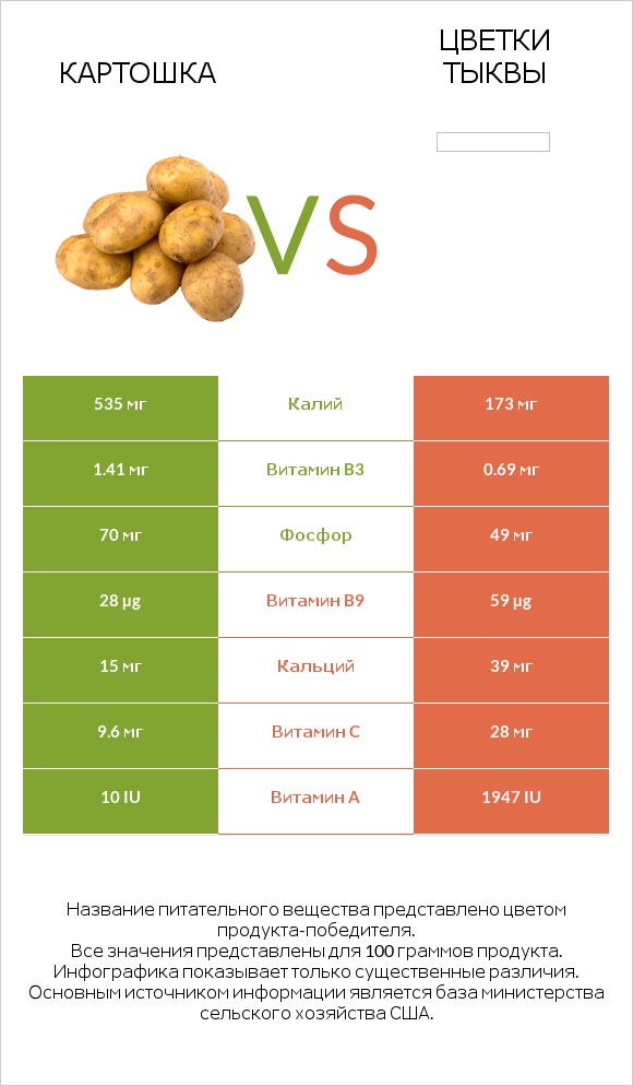 Картошка vs Цветки тыквы infographic