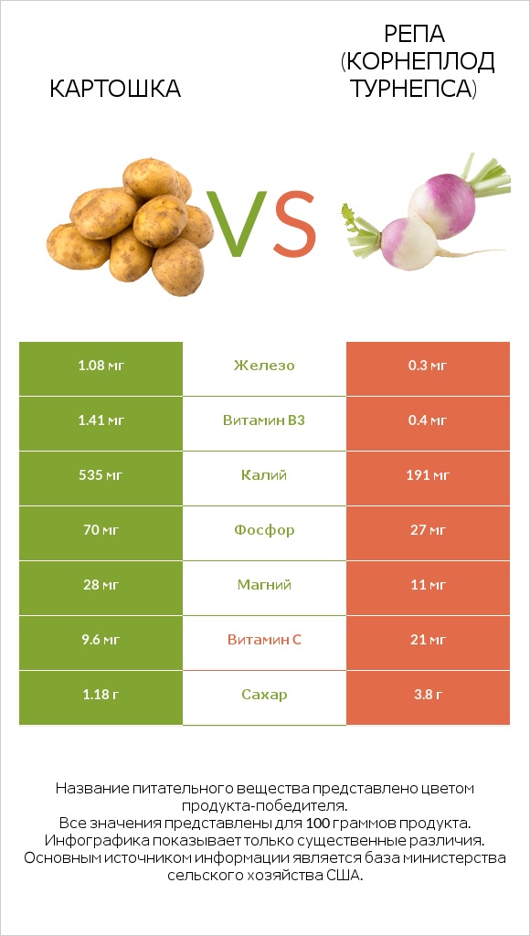 Картошка vs Турнепс (репа) infographic