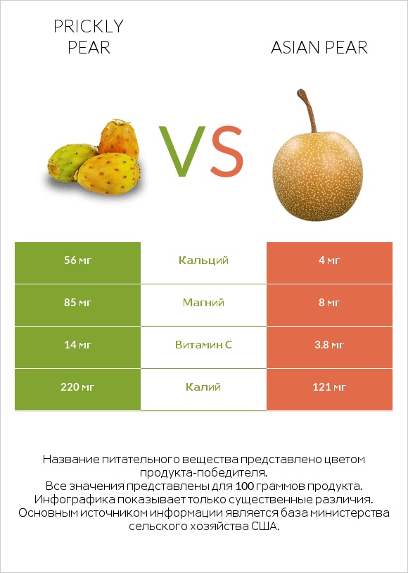 Prickly pear vs Asian pear infographic