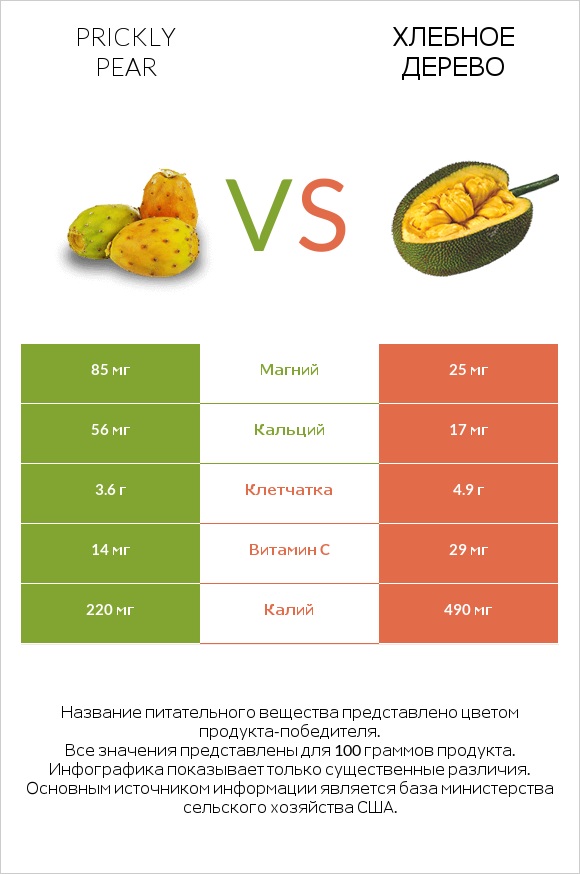 Prickly pear vs Хлебное дерево infographic
