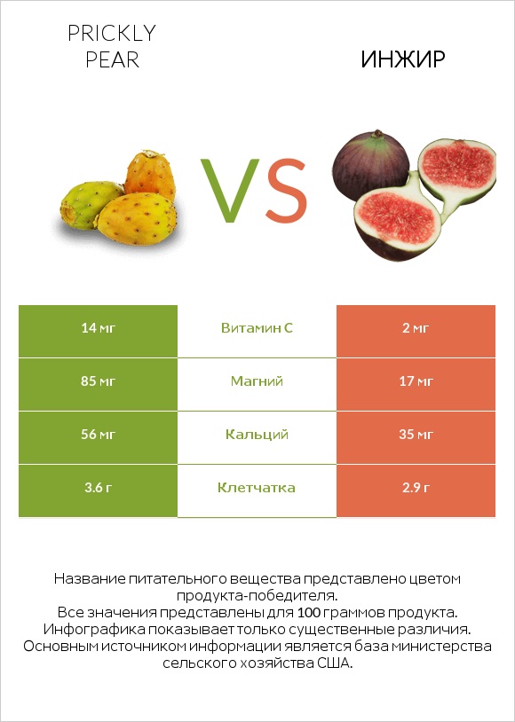 Prickly pear vs Инжир infographic