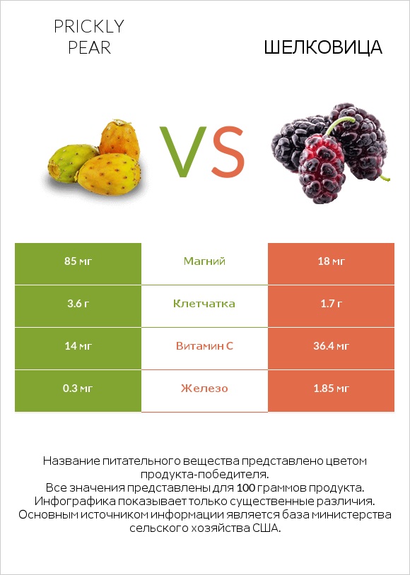 Prickly pear vs Шелковица infographic