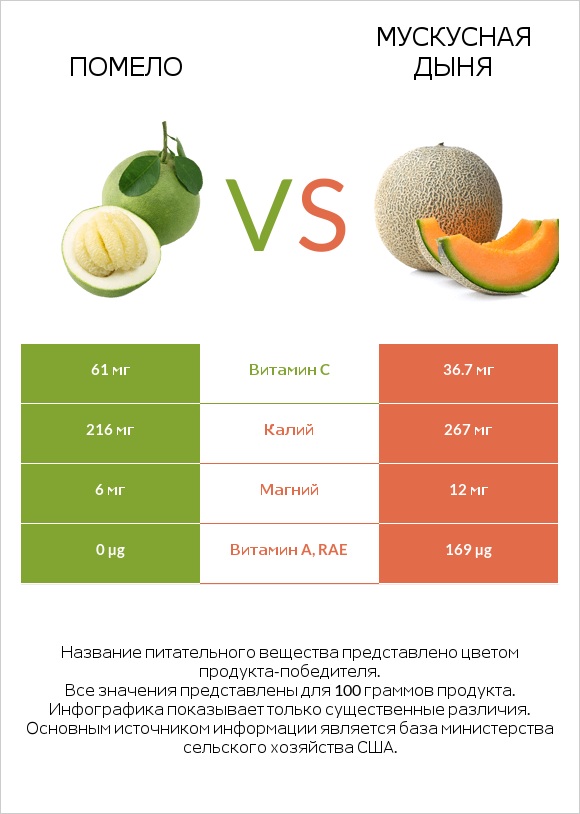 Помело vs Мускусная дыня infographic