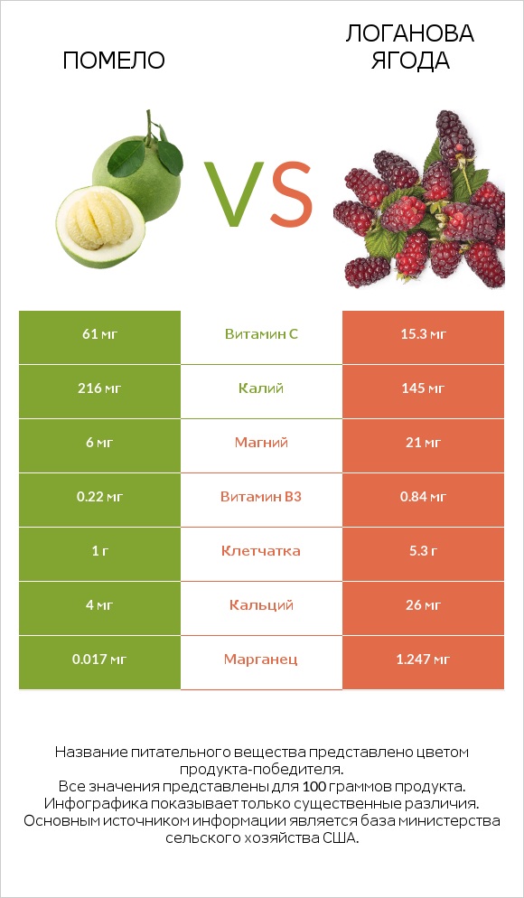 Помело vs Логанова ягода infographic