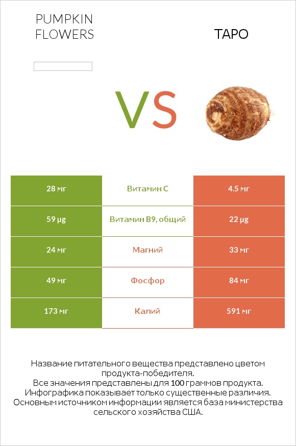 Pumpkin flowers vs Таро infographic