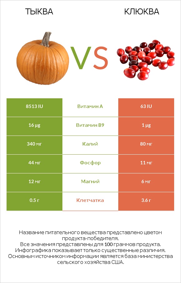 Тыква vs Клюква infographic