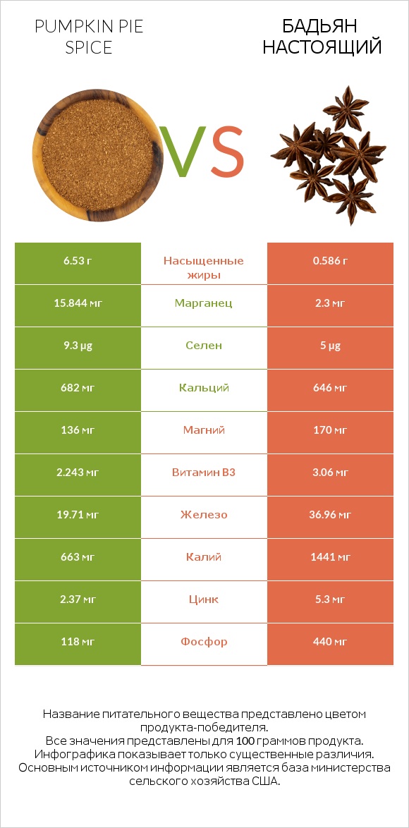 Pumpkin pie spice vs Бадьян настоящий infographic