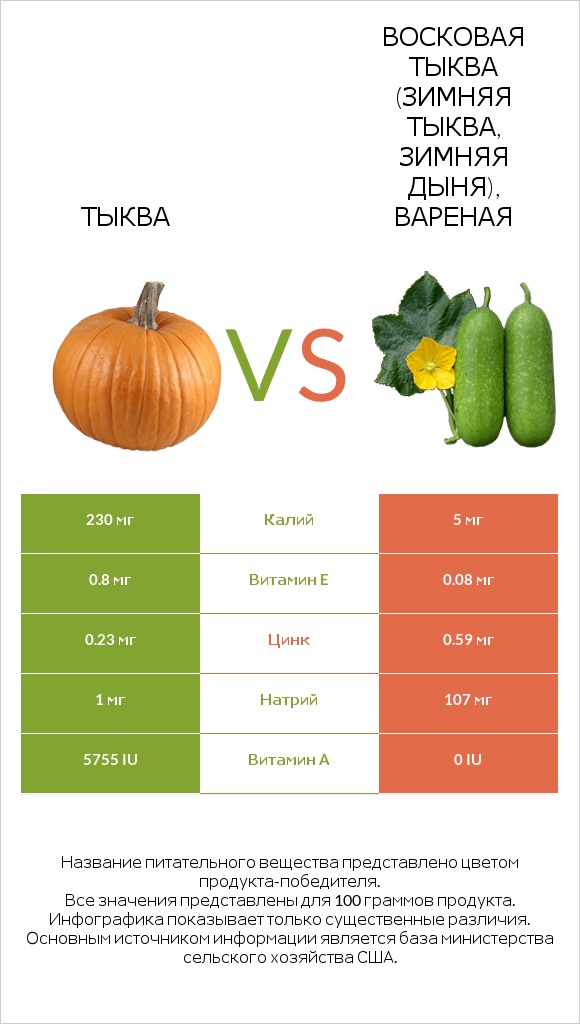 Тыква vs Wax gourd infographic