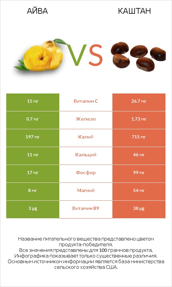 Айва vs Каштан infographic