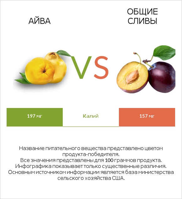 Айва vs Общие сливы infographic