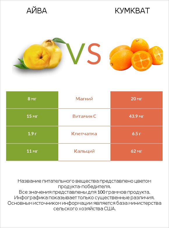 Айва vs Кумкват infographic