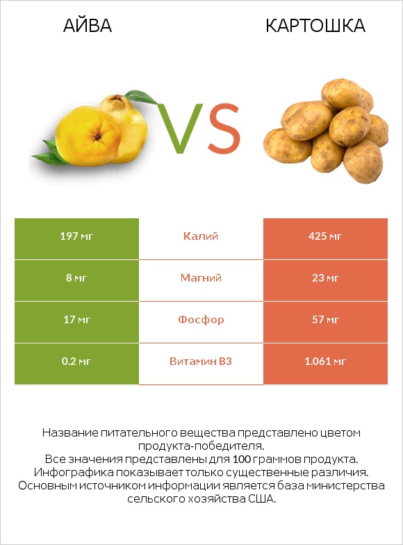 Айва vs Картошка infographic