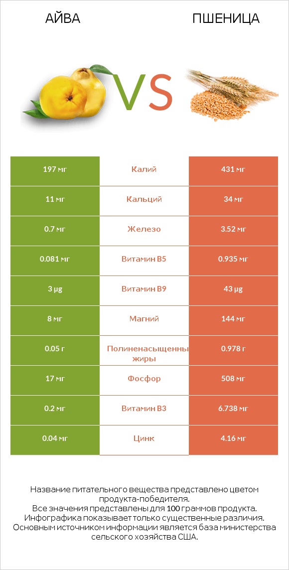 Айва vs Пшеница infographic