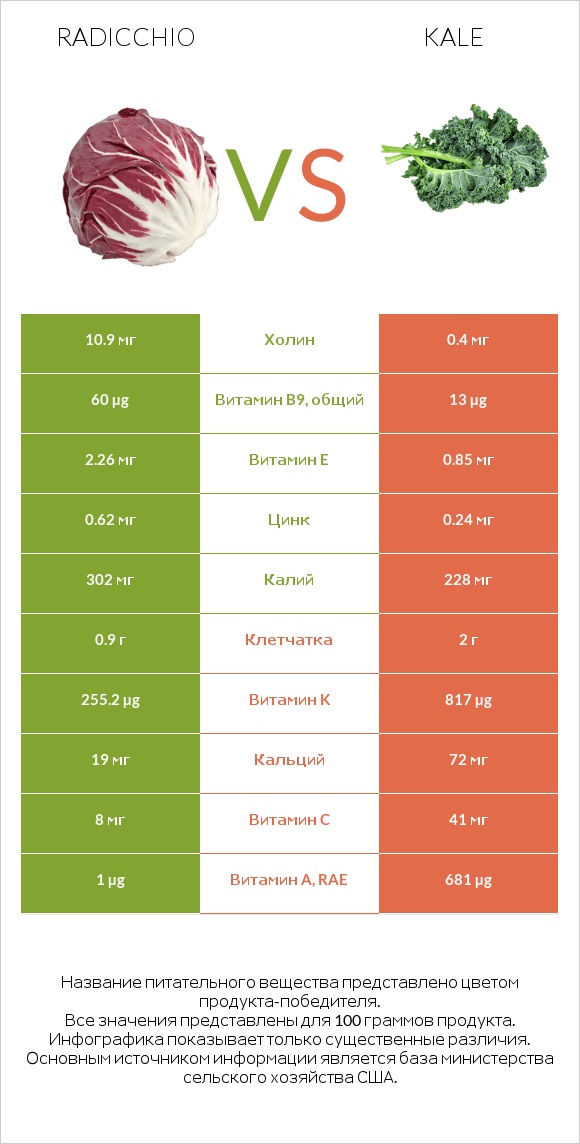 Radicchio vs Kale infographic