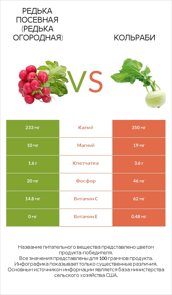 Редис vs Кольраби infographic