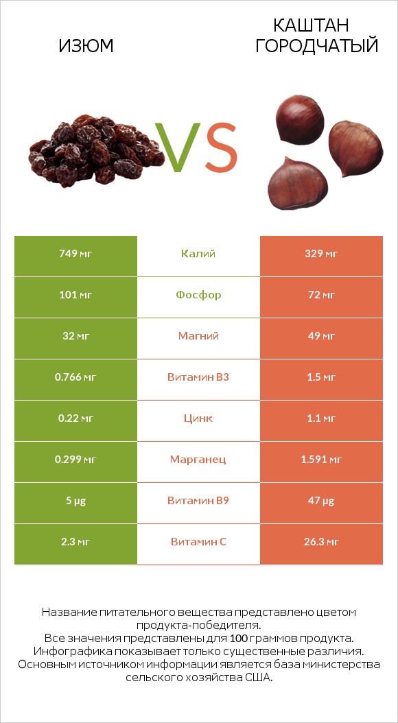 Изюм vs Каштан городчатый infographic