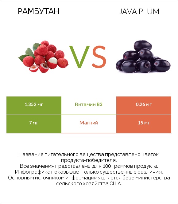 Рамбутан vs Java plum infographic