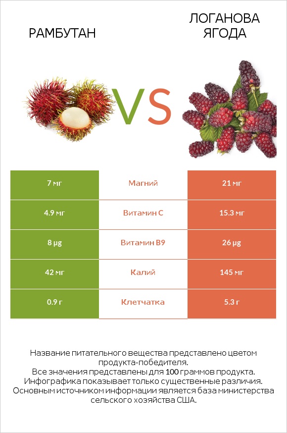 Рамбутан vs Логанова ягода infographic