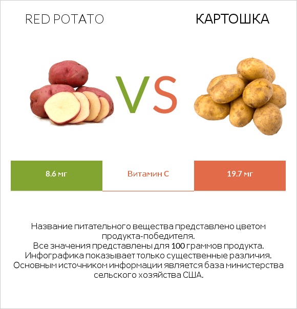 Красный картофель сырая vs Картошка infographic