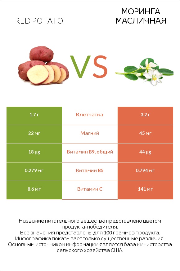 Red potato vs Моринга масличная infographic