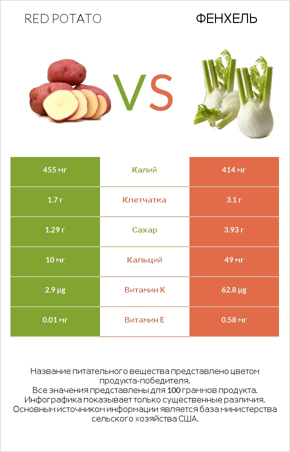 Red potato vs Фенхель infographic