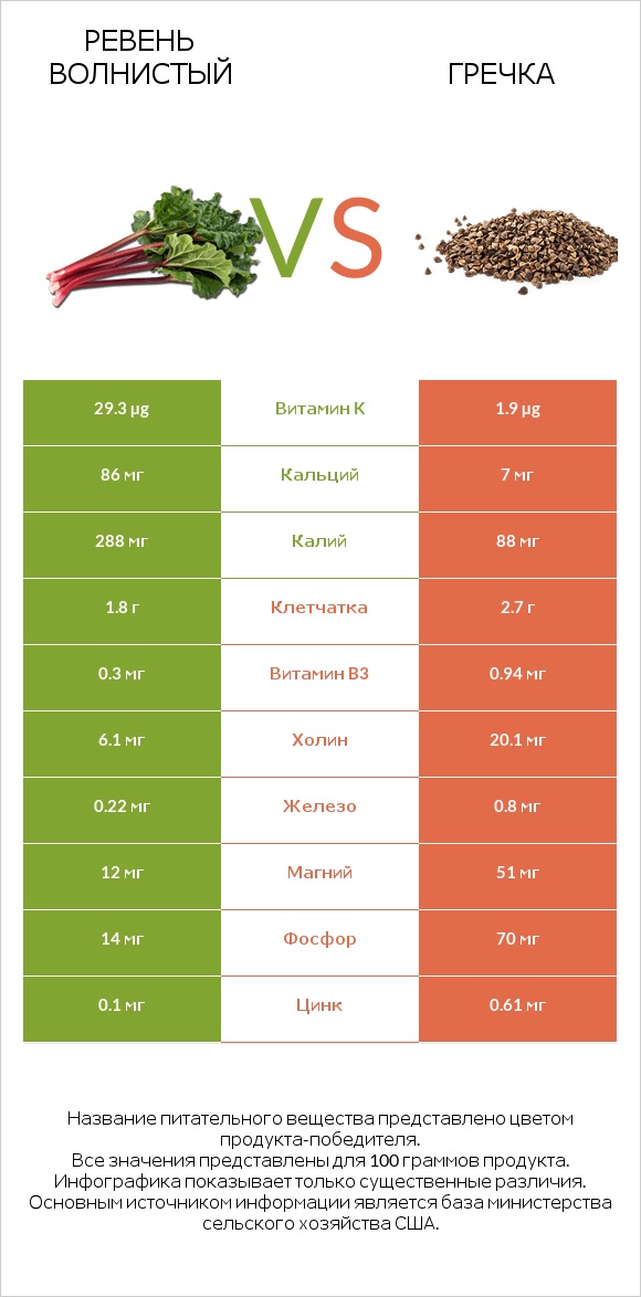 Ревень волнистый vs Гречка infographic