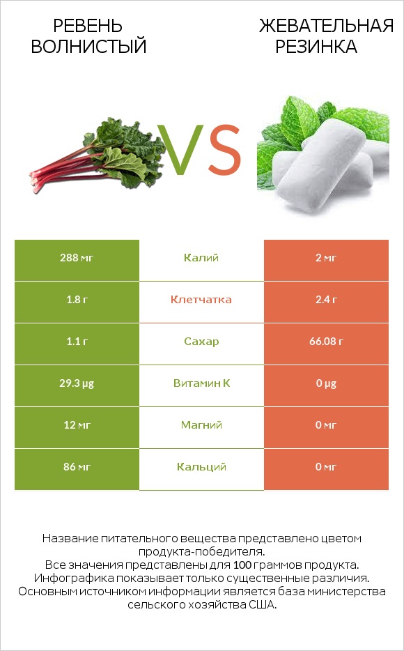 Ревень волнистый vs Жевательная резинка infographic