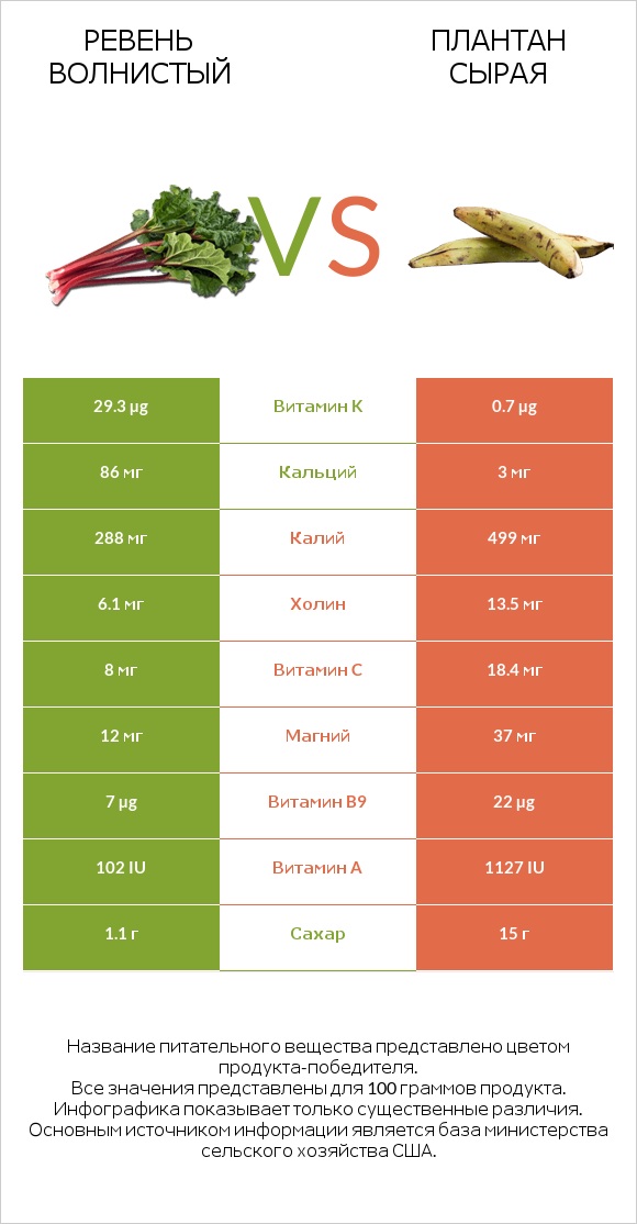 Ревень волнистый vs Плантан сырая infographic